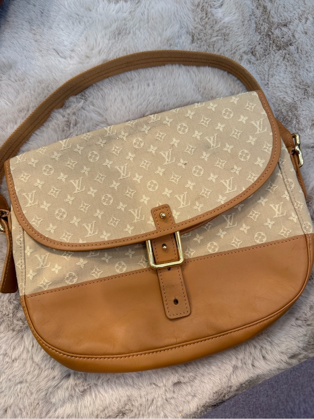 Louis Vuitton Beige and Tan Monogram Shoulder Bag